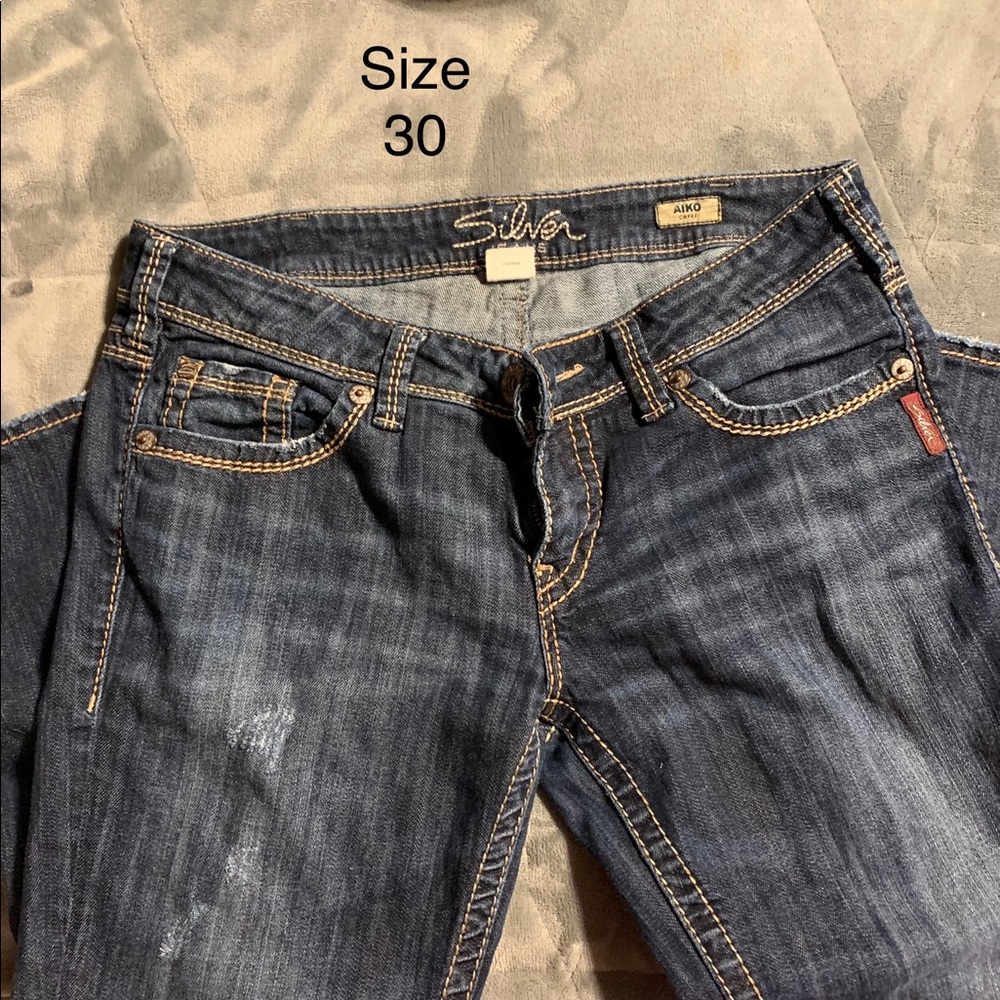 Silver capris distressed